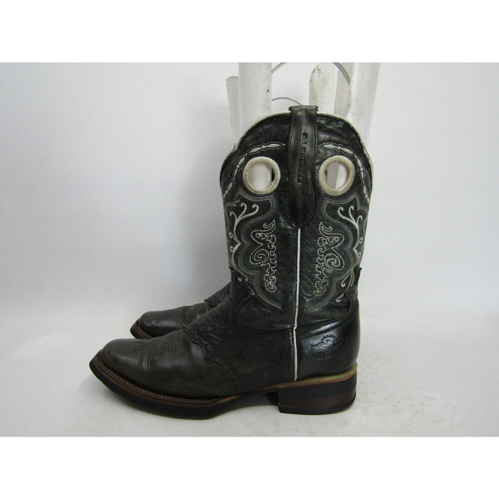 El General Mens 9 D Black Leather Buckaroo Stockman Cowboy Western Boots